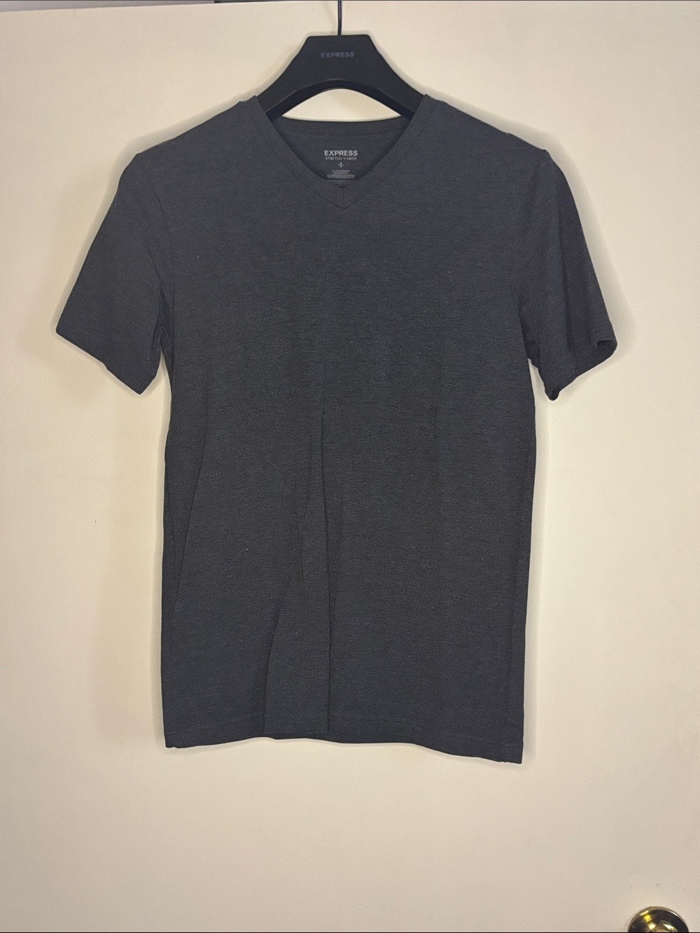 Express Men’s Dark Charcoal V-Neck Short Sleeve Tee